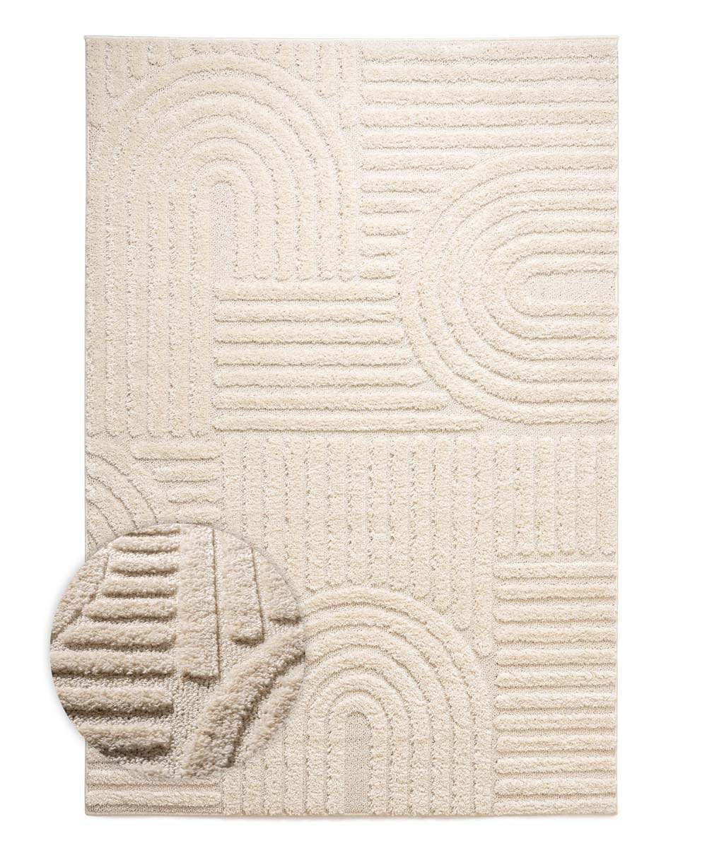 Carpet modern 3D geometric cream 80 cm x 150 cm certificate
