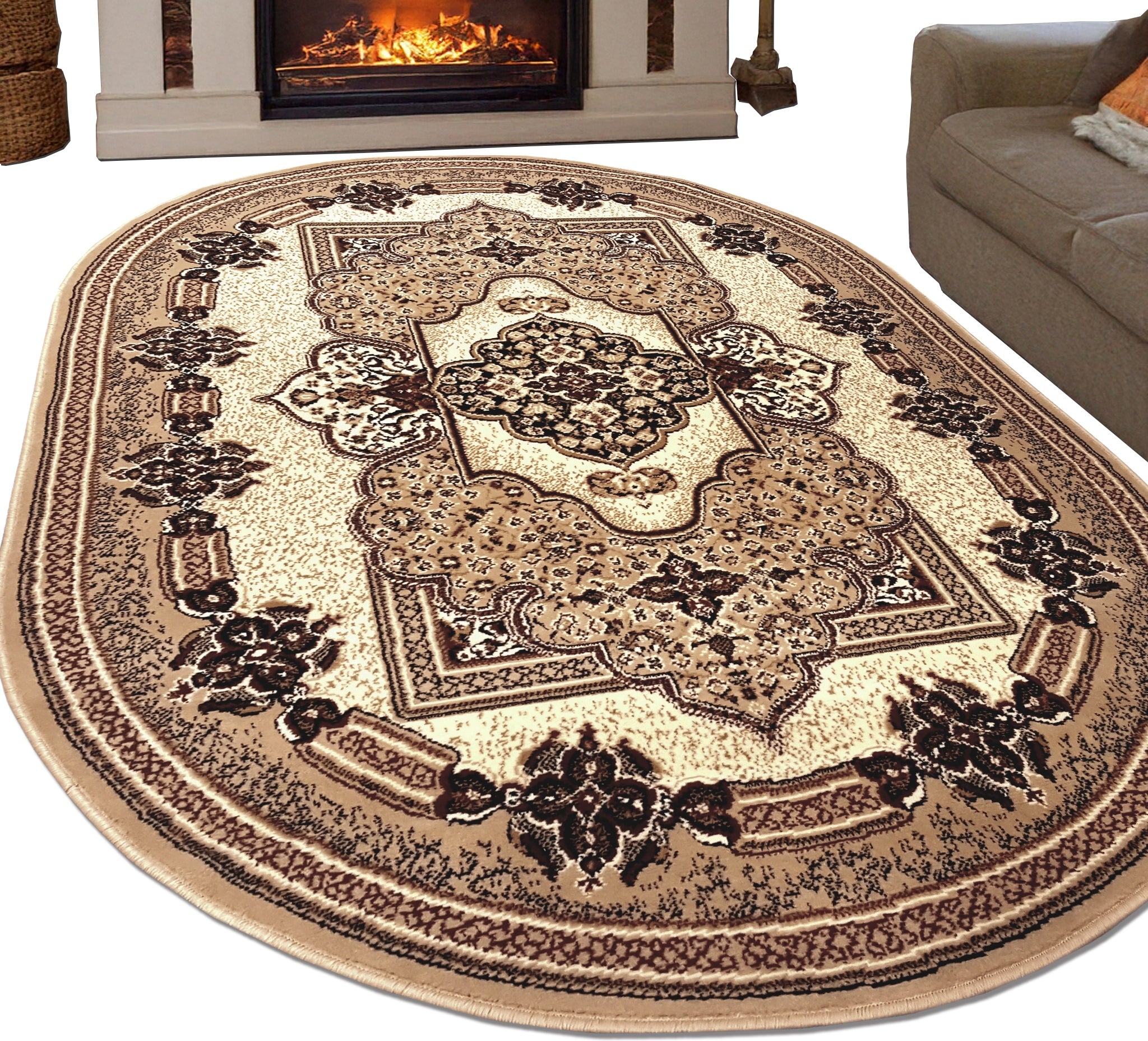 Carpet with pile 150x210 Oval Belgian with pile - Classic and Modern