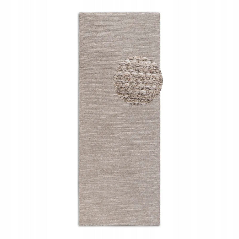 Carpet wool walkway 80x200cm, handwoven beige single color