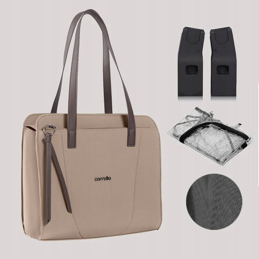 Carrello Stroller Ultra New 2in1 reg gondola bag & adapters Floral Beige Packaging status original