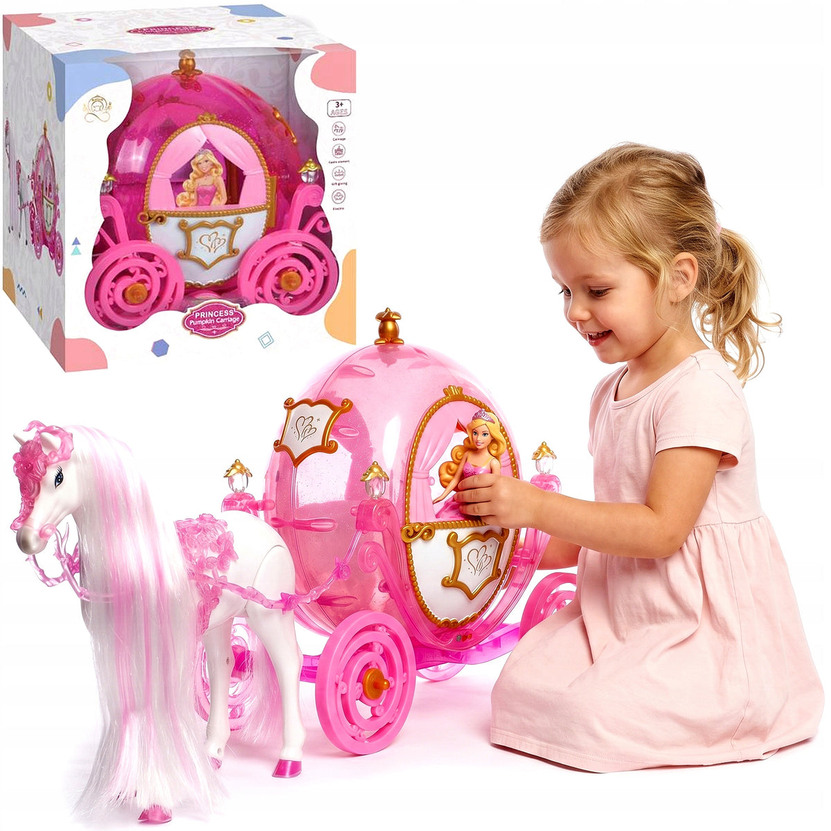 Carriage Pumpkin For Dolls Princess Toy For Gift Girls