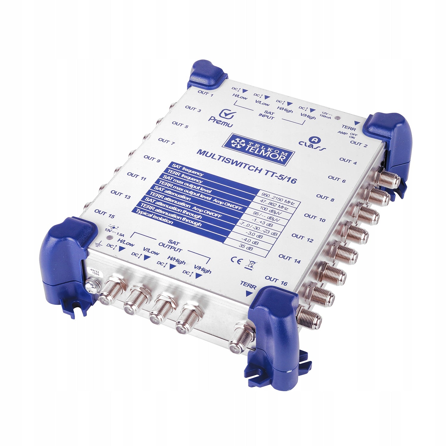 Cascade multiswitch TELMOR TT-5/16 PREMU 5 inputs 16 SAT DVB-T2 outputs