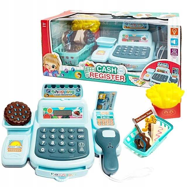 Cash Register Fiscal Shop For Children Code Scanner Banknotes Accessories