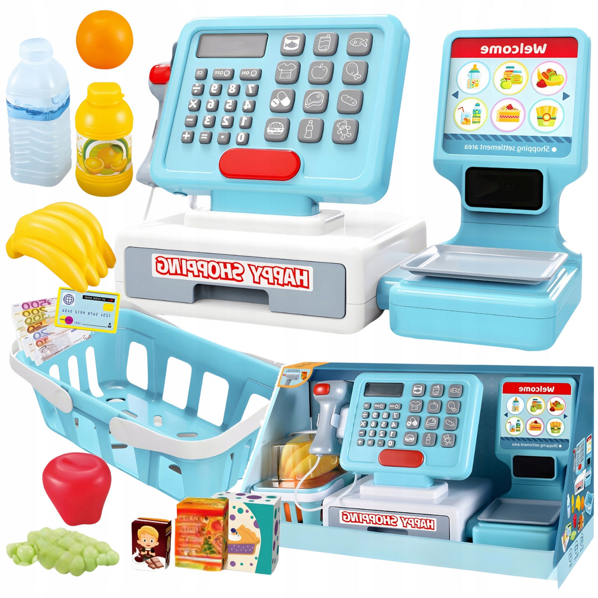 Cash Register Fiscal Shop Interactive Educational Toy Scanner Weight Gift