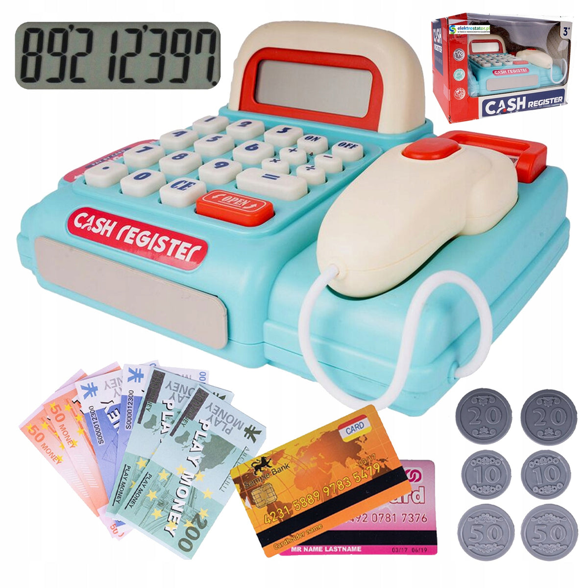 Cash Register Interactive Shop Educational Calculator Scanner LCD Card