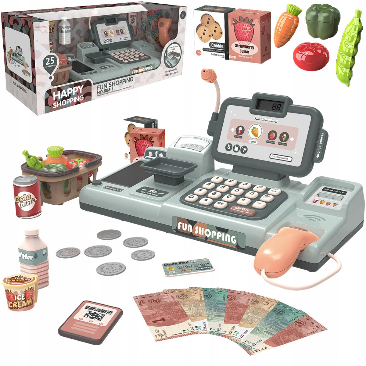 Cash Register for Children Shop Interactive Supermarket Coin Scanner
