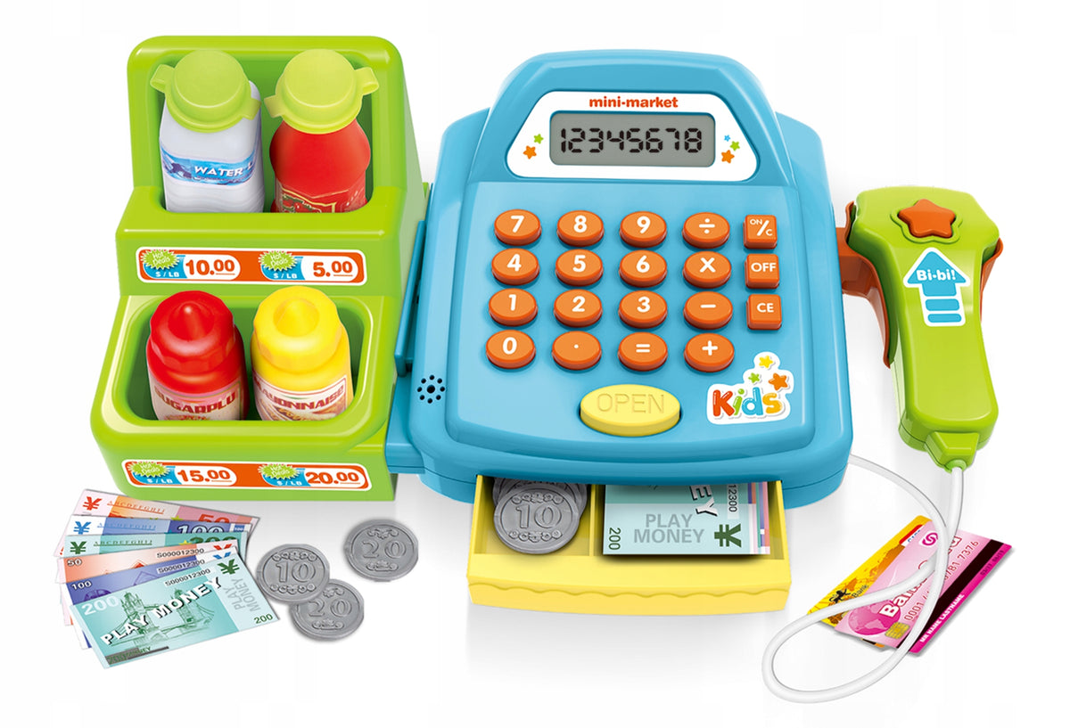 Cash register fiscal for children scanner calculator shop products SOUNDS Manufacturer code DHSK72C