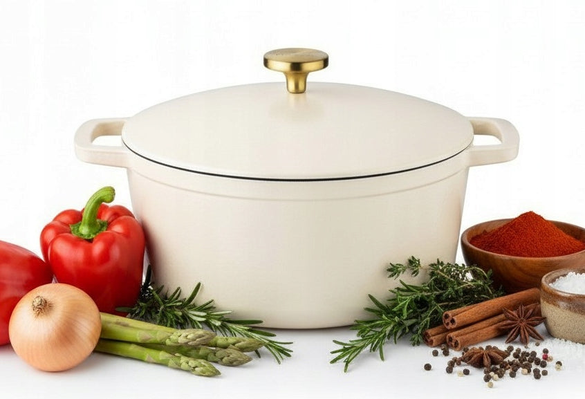 Cast Iron Enameled Cream Gooseberry for OVEN Starke Pro 5L 25x12cm