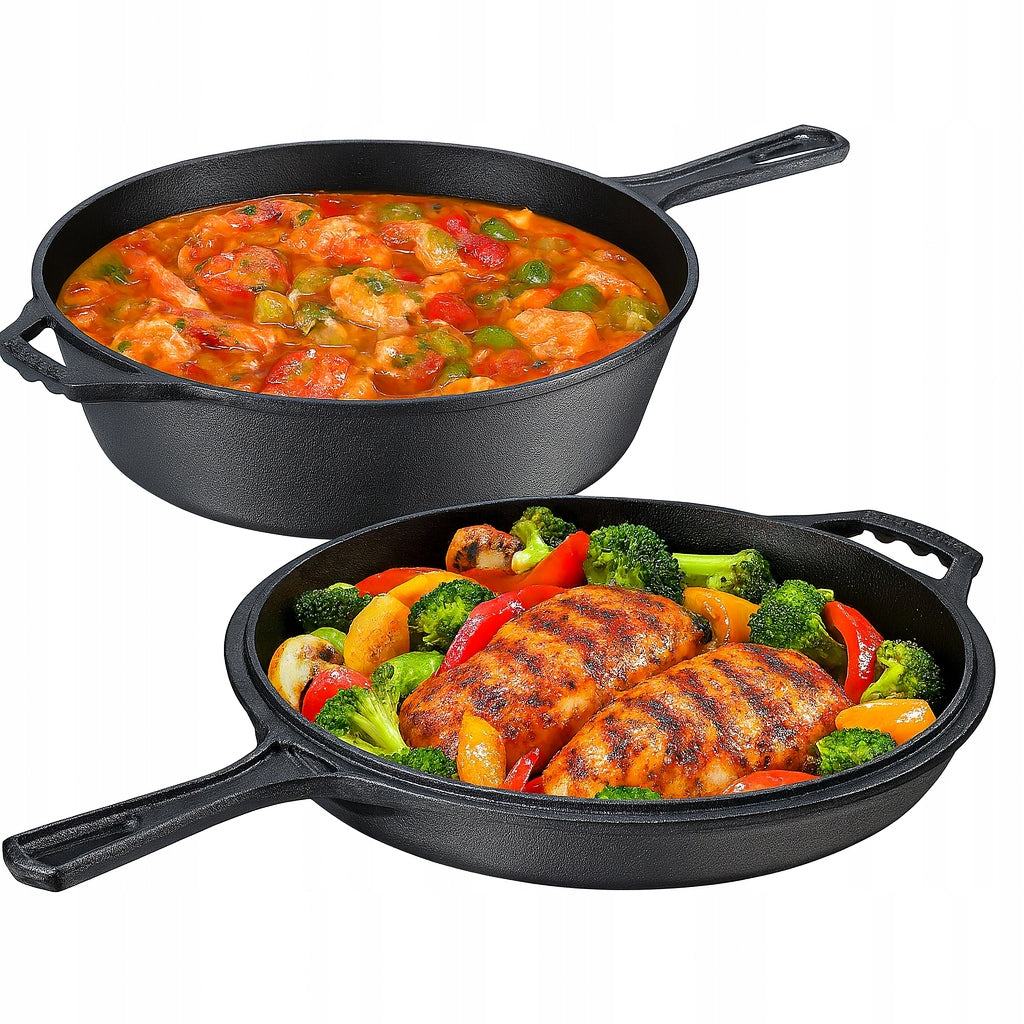 Cast Iron PAN RONDEL POT 26cm INDUCTION GAS FIREPLACE GRILL OVEN