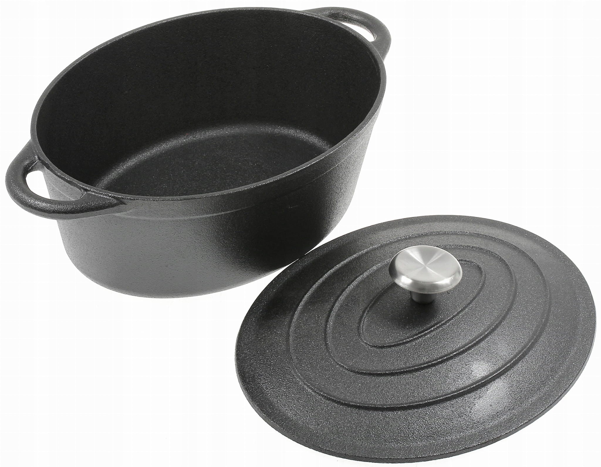 Cast Iron Pan 27 cm with Lid Cast Iron Pot Induction Gas Oven 4L Capacity 4 l