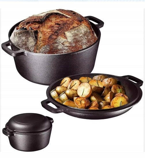 Cast Iron Pot with Lid 2in1 Pan Pot Brittany 26cm 4,5L Capacity 4.5 l