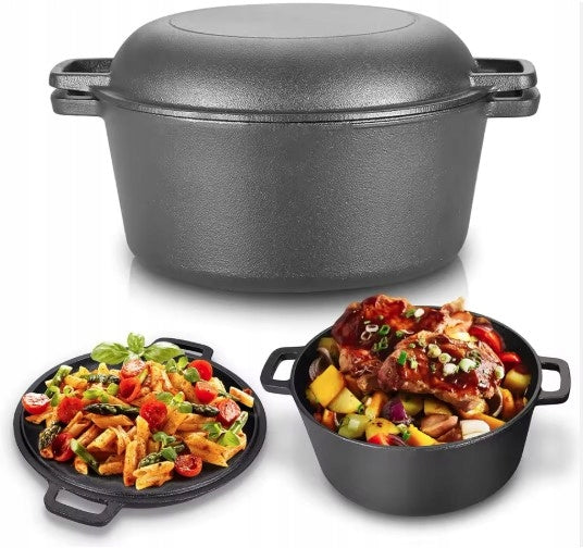 Cast Iron Pot with Lid 2in1 Pan Pot Brittany 26cm 4,5L