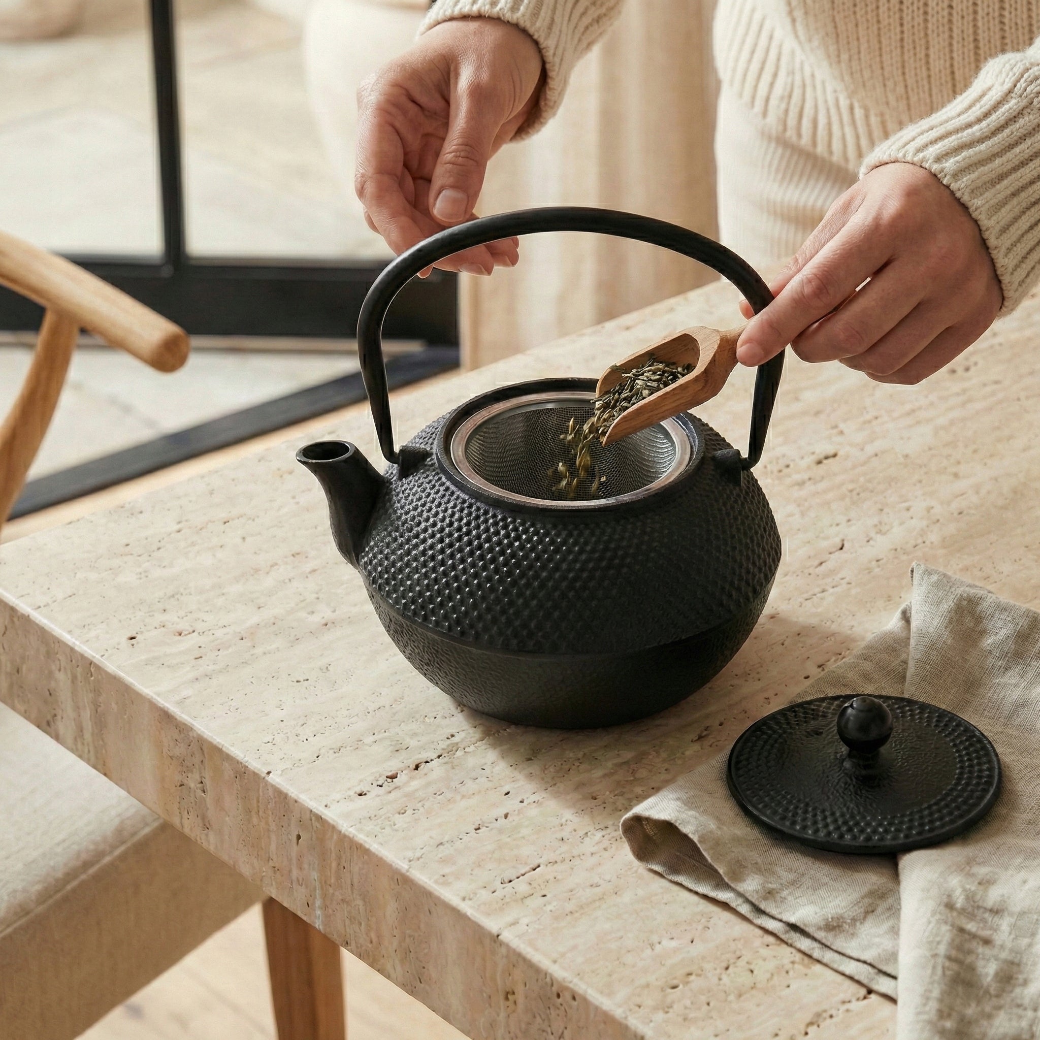 Cast Iron Tea Maker teapot 1,2 L Kettle Tea Warmer Set Brand porcello