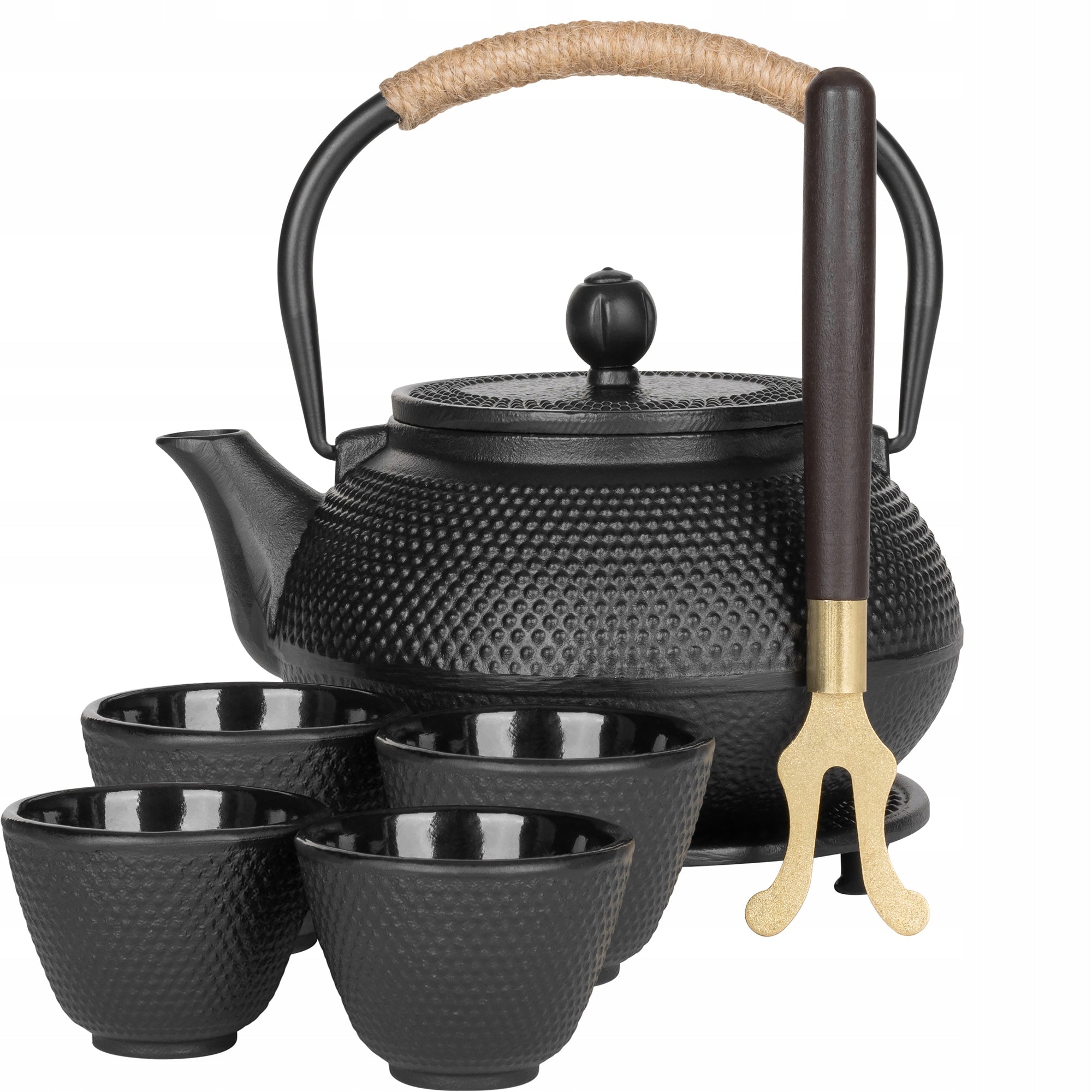 Cast Iron teapot Kettle tea infuser enameled jug 0,9L+4czarki Packaging status original