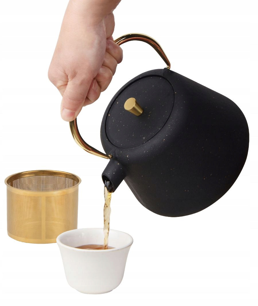 Cast iron brewer Kinghoff 1000 ml with filter and gold handle Induction GAS Brand Kinghoff
