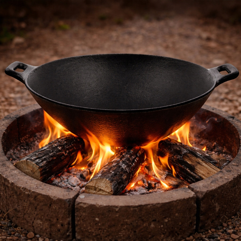 Cast iron pan DEEP WOK with two handles 37cm INDUCTION THAI KITCHEN Packaging status original