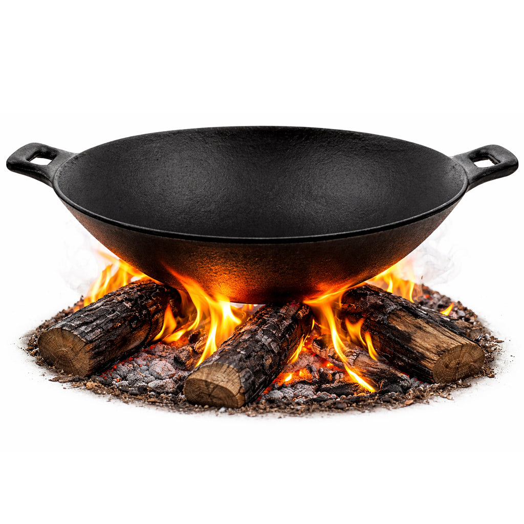Cast iron pan DEEP WOK with two handles 37cm INDUCTION THAI KITCHEN