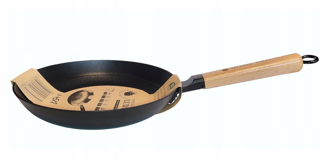 Cast iron pan for induction gas 26 cm with wooden handle 14513 Brand Silesia Emalia