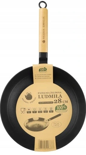 Cast iron pan for induction gas 28 cm with wooden handle 14514