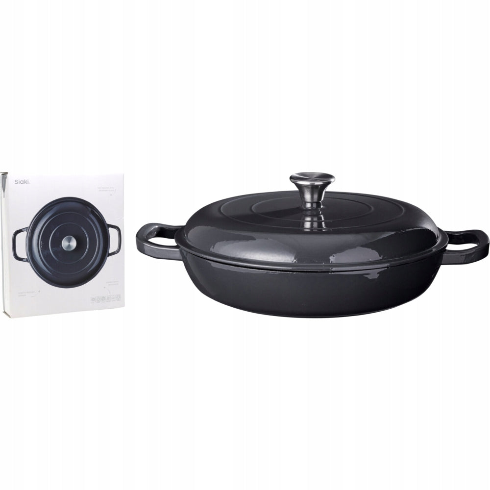 Cast iron pan with lid 30 cm grey Brand Siaki Collection