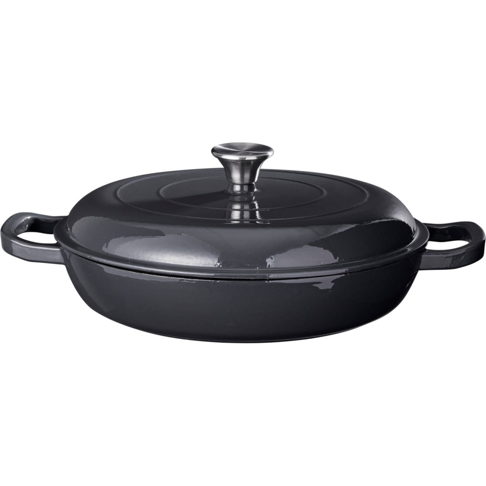 Cast iron pan with lid 30 cm grey
