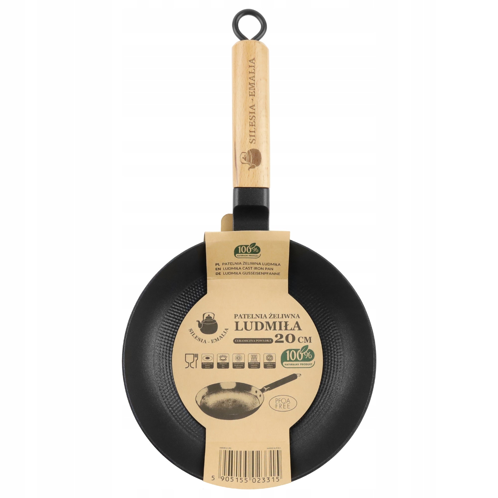 Cast iron pan with wooden handle LUDMIŁA 20cm INDUCTION GAS Manufacturer code 5905155023315