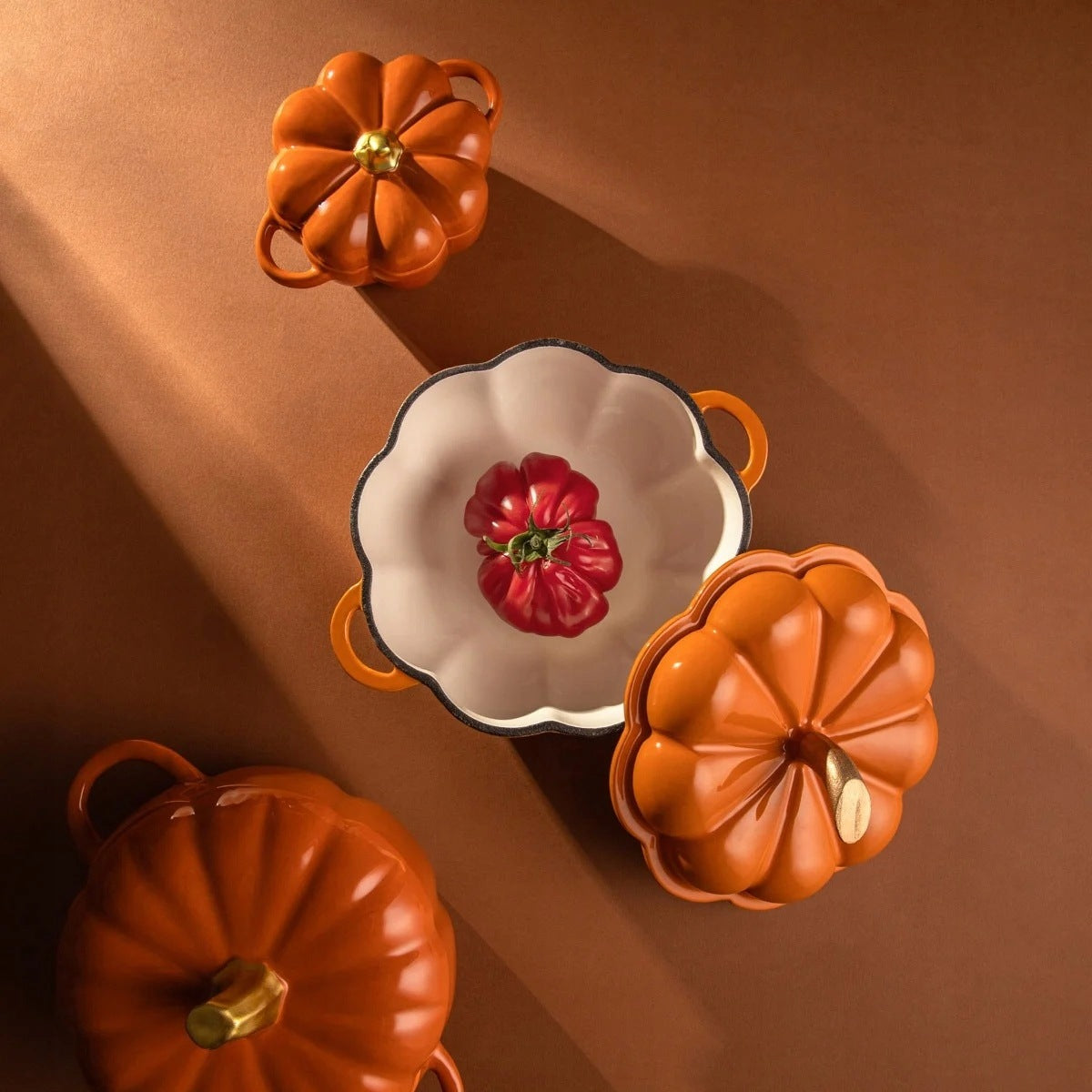 Cast iron pot ANDREAS orange pumpkin shaped 1,7 l HOMLA Packaging status original