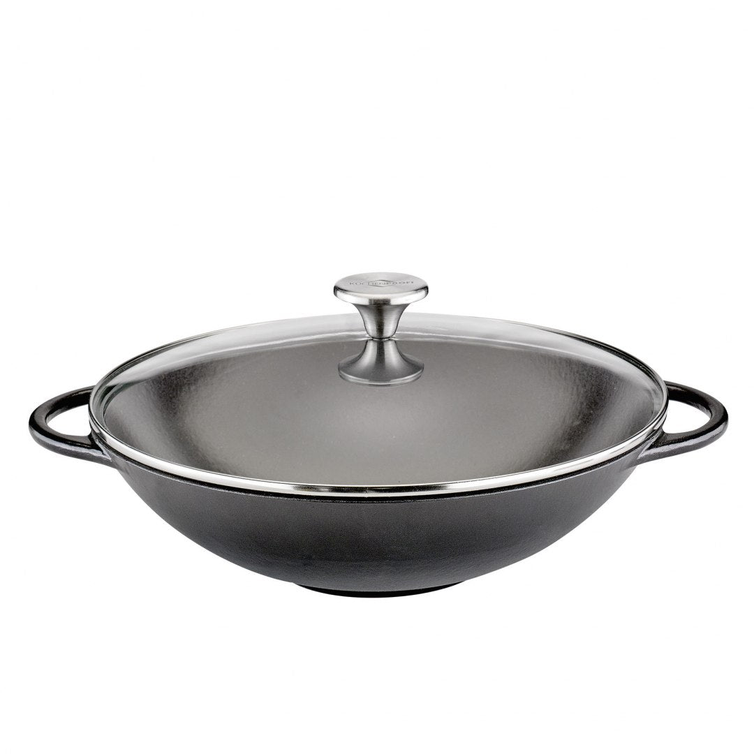 Cast iron wok with glass lid diameter 30 cm KUCHENPROFI