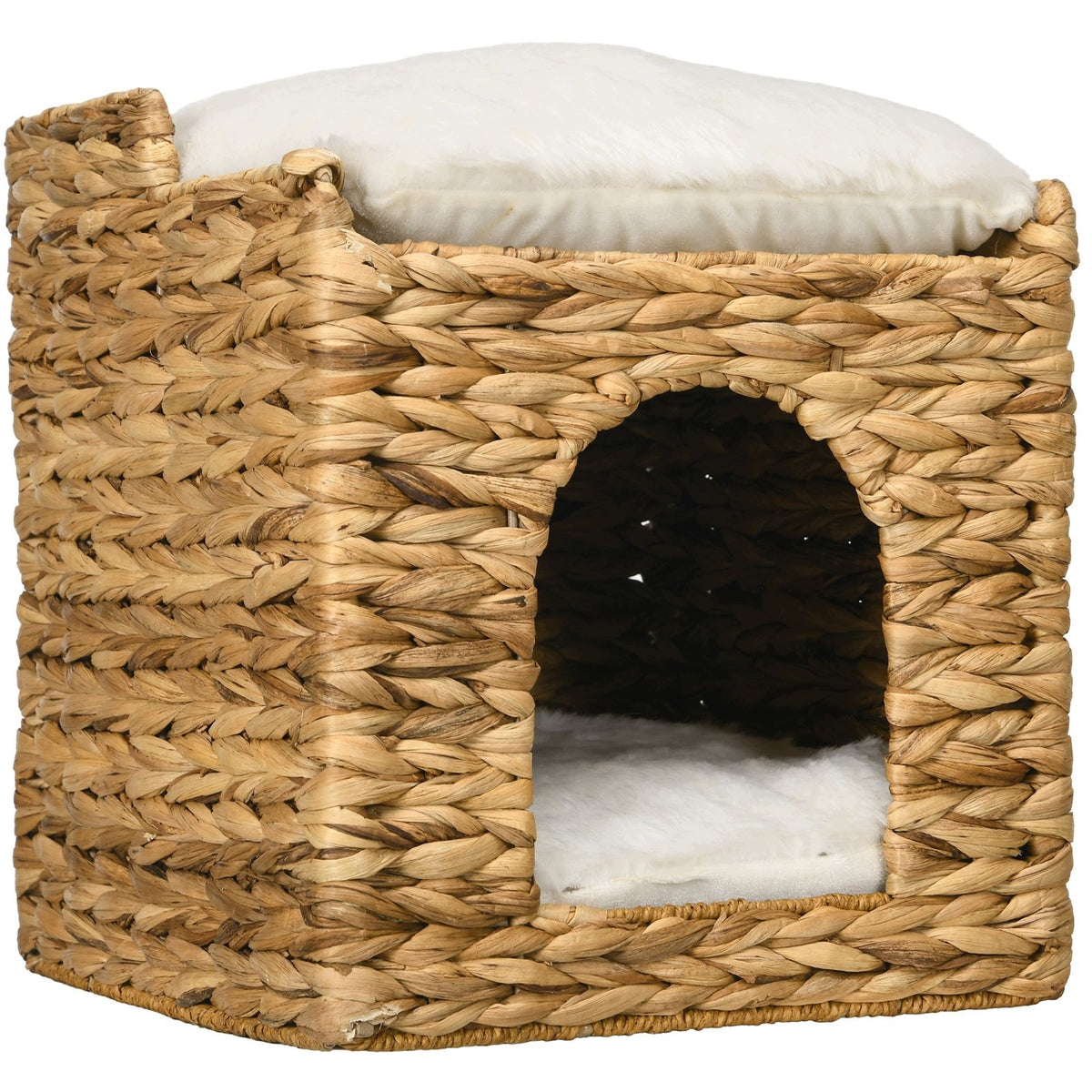 Cat Bed 2 Levels Water Hyacinth Brown