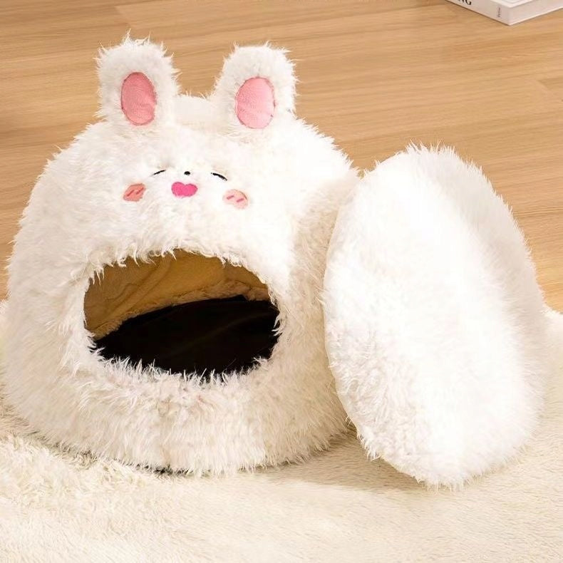 Cat Bed Dog Booth Cottage Bedding Plush Hare L 50x50x47