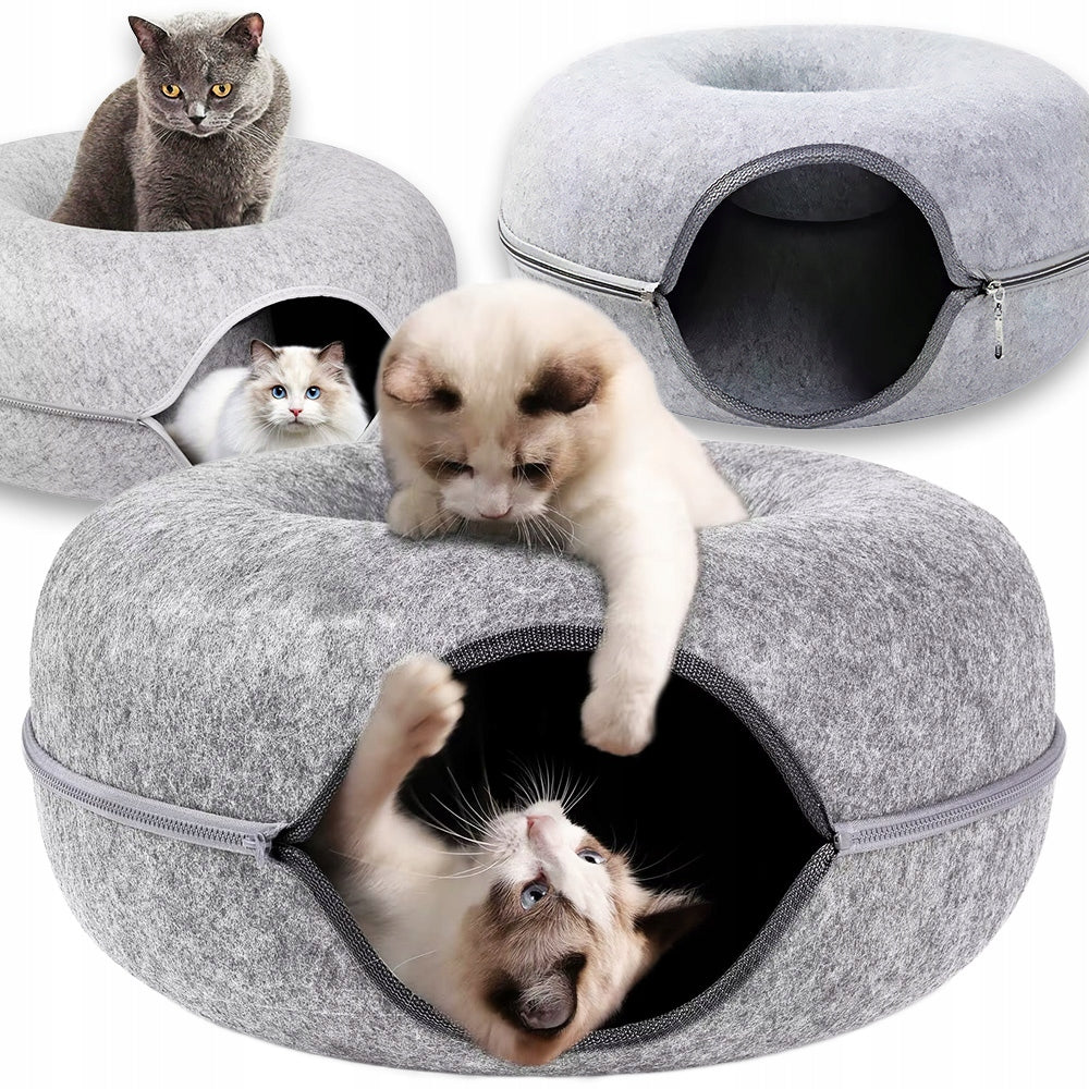 Cat Bed Two-Piece Round Donut Tunnel Booth Cottage 50 x 50 cm