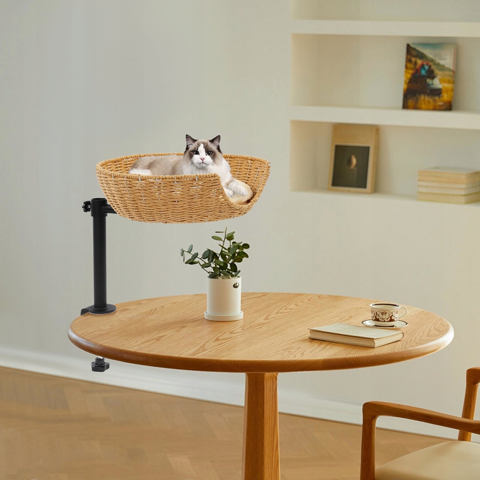 Cat Bed for Desk, Adjustable 360° Rotating Raised Cat House, 40*13cm Length 40 cm