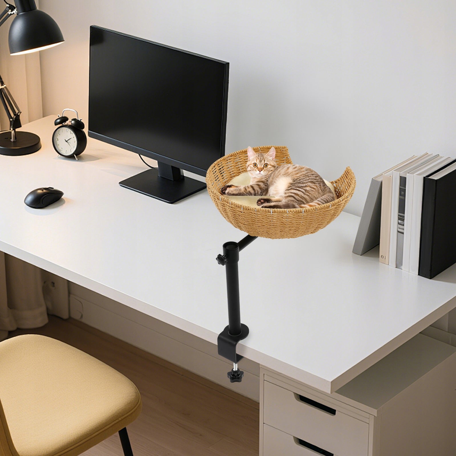 Cat Bed for Desk, Adjustable 360° Rotating Raised Cat House, 40*13cm Product width 40 cm