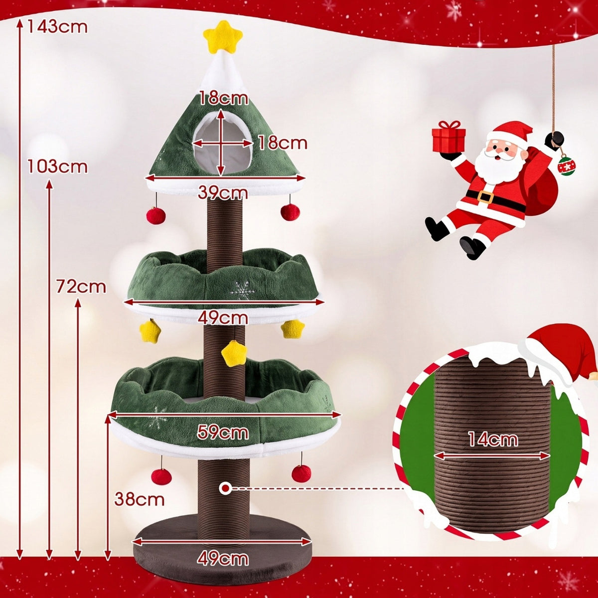 Cat Christmas Tree Shaped Scratcher Cat Cave Height (cm) other
