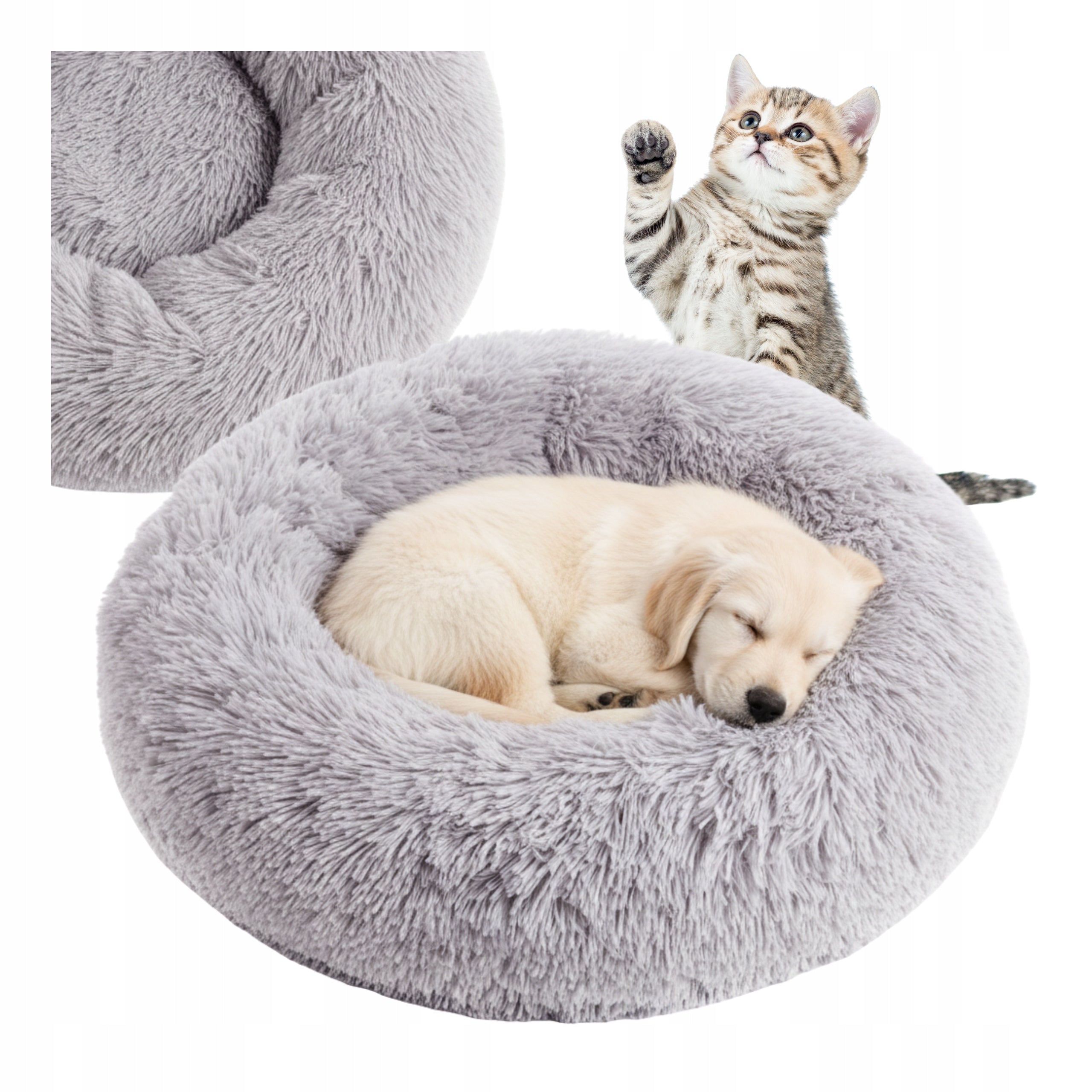 Cat Dog Bed Playpen 60 cm Hairy Plush Pillow