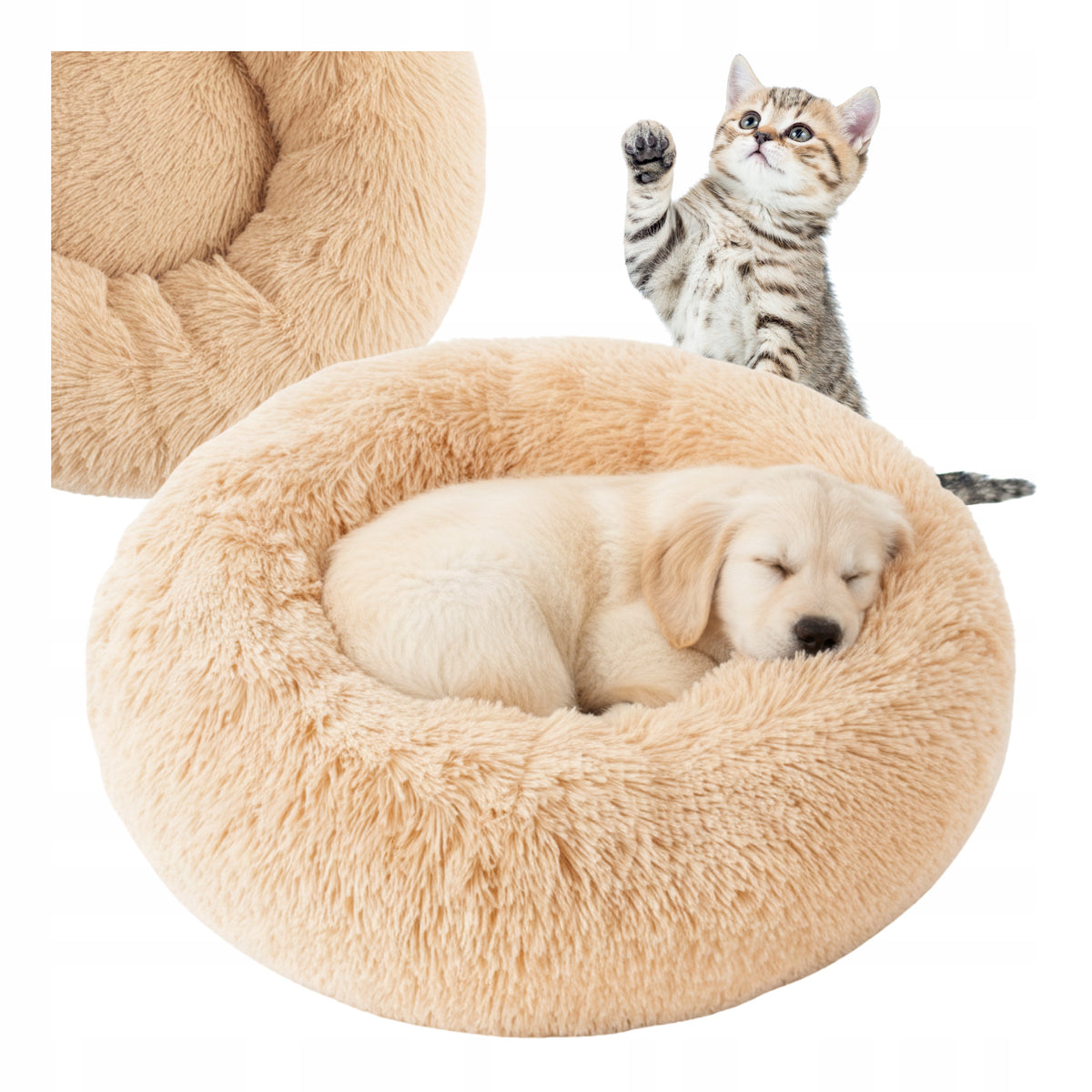 Cat Dog Bed Playpen Bed 60 cm Hairy Plush Pillow