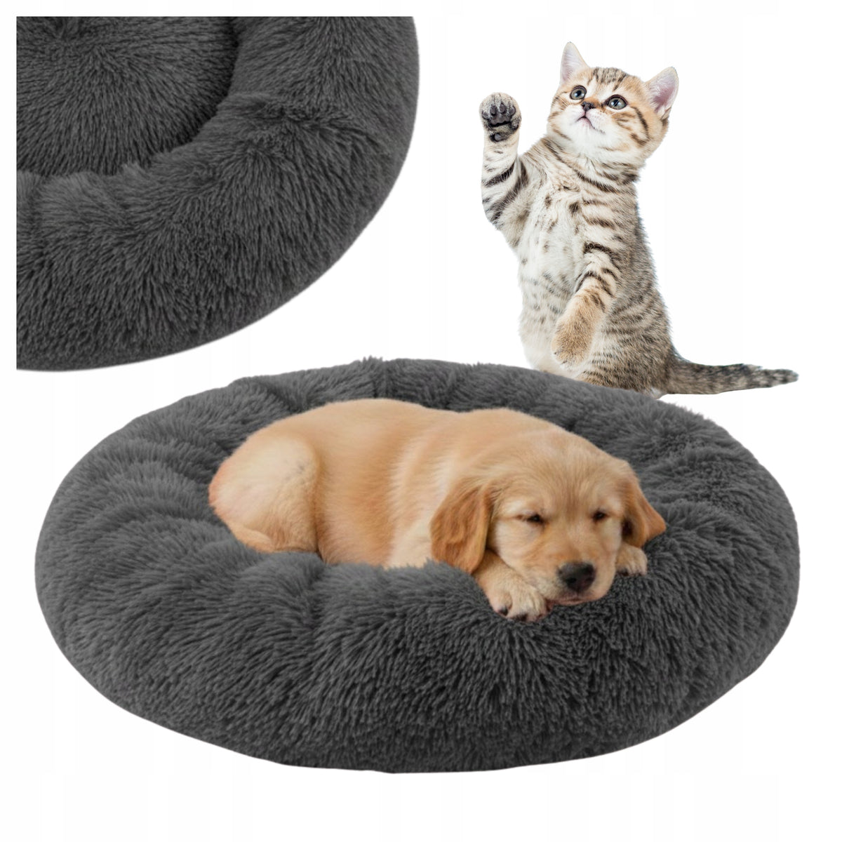 Cat Dog Bed Playpen Bedding Hairy Plush Pillow 80 cm