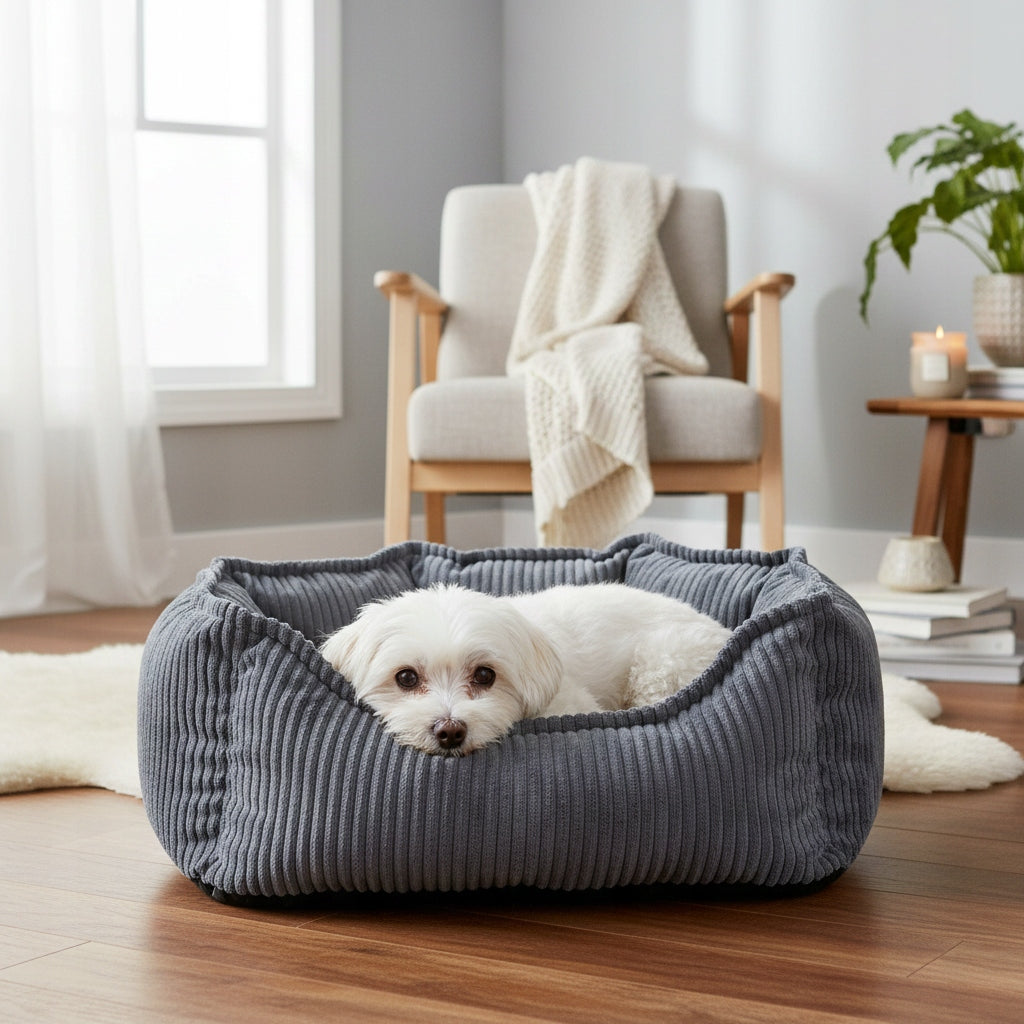 Cat Dog Nest Bed 50 cm Corduroy Grey Soft Double Sided Manufacturer code G 1 szare