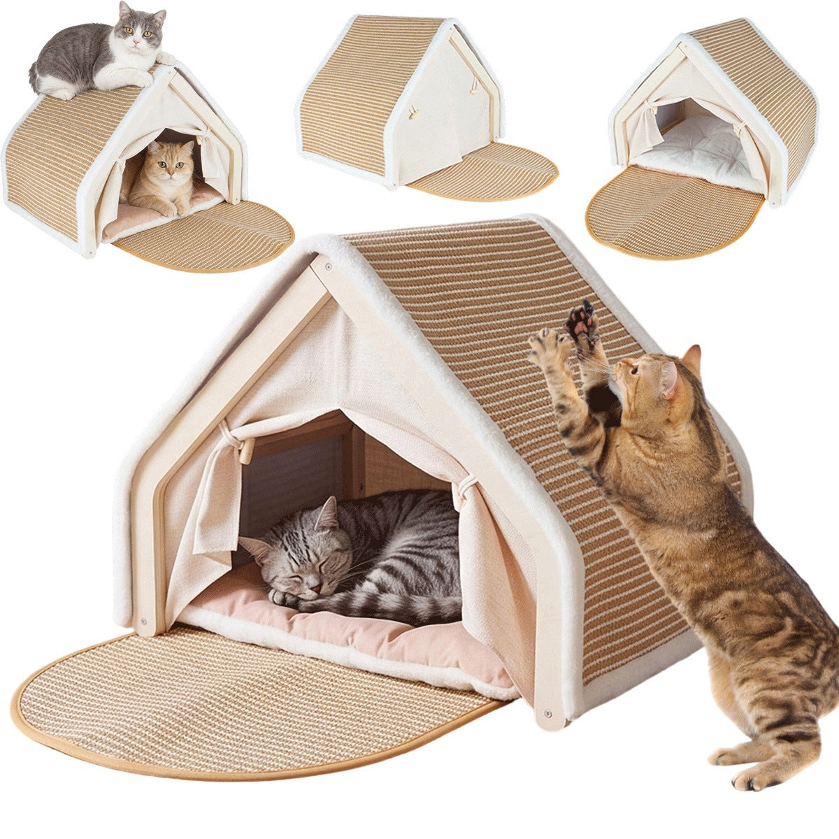 Cat House Wooden Cat House Folding Design Modern Assembly Easy