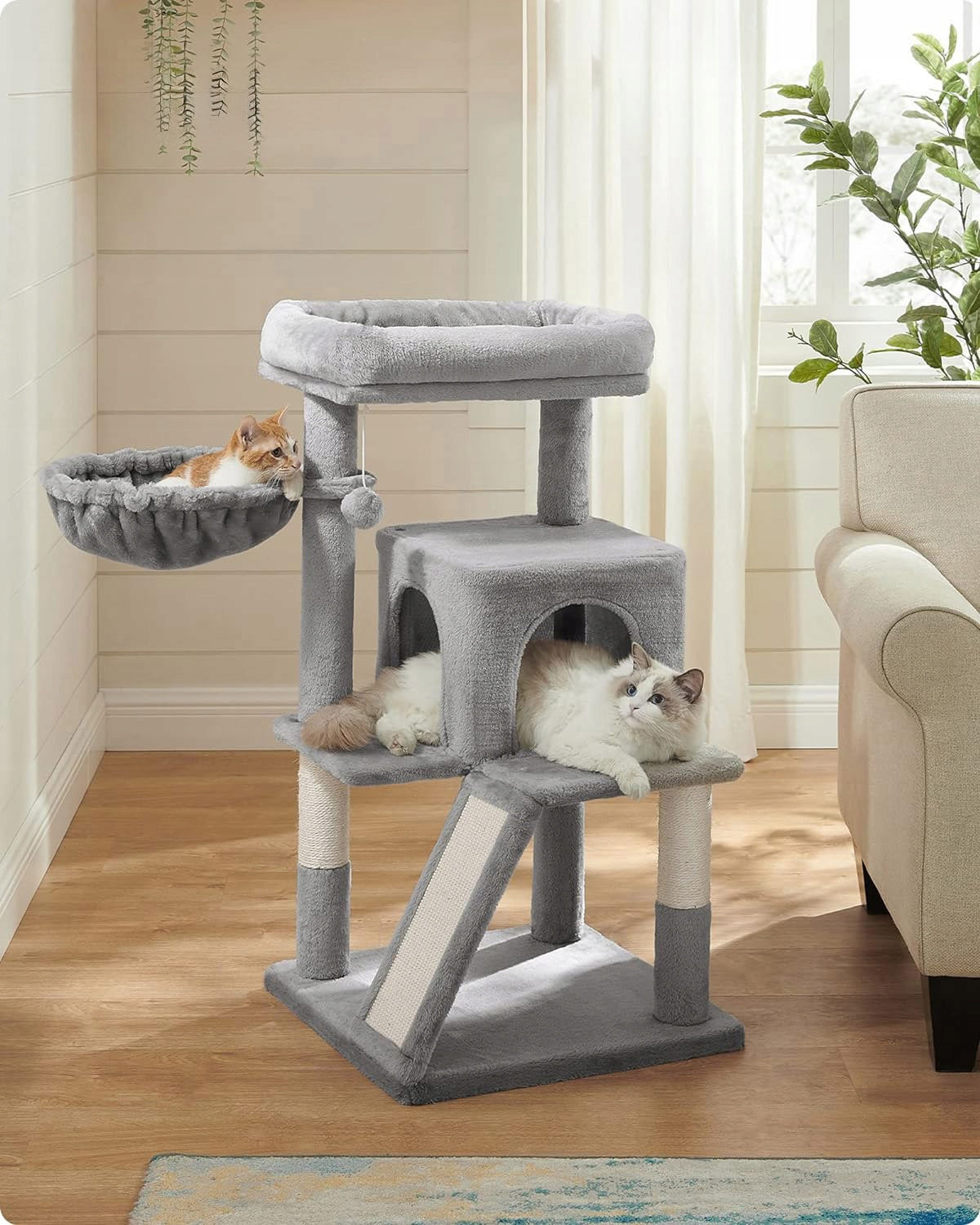 Cat Scratcher Bed Cottage Post with Toys Rope Sizal 3 Levels Packaging status original