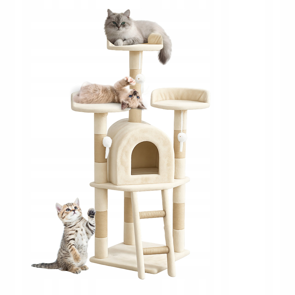 Cat Scratcher Bed Large Tall House Tower Post 5 Poz Beige D120