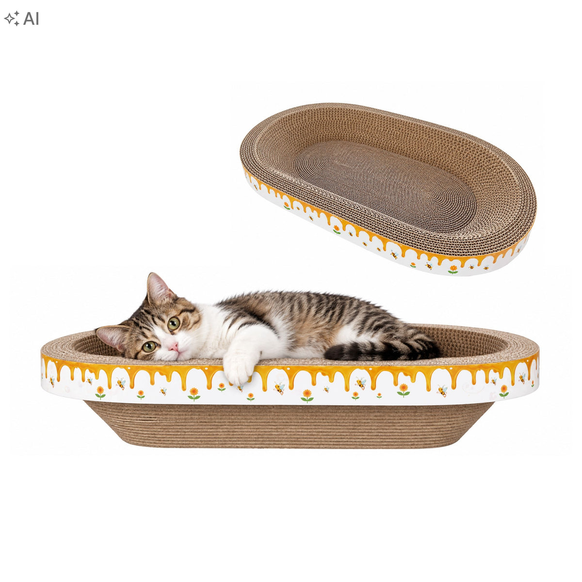 Cat Scratcher Cardboard Large Oval 50x30 cm Scratching Bed 13