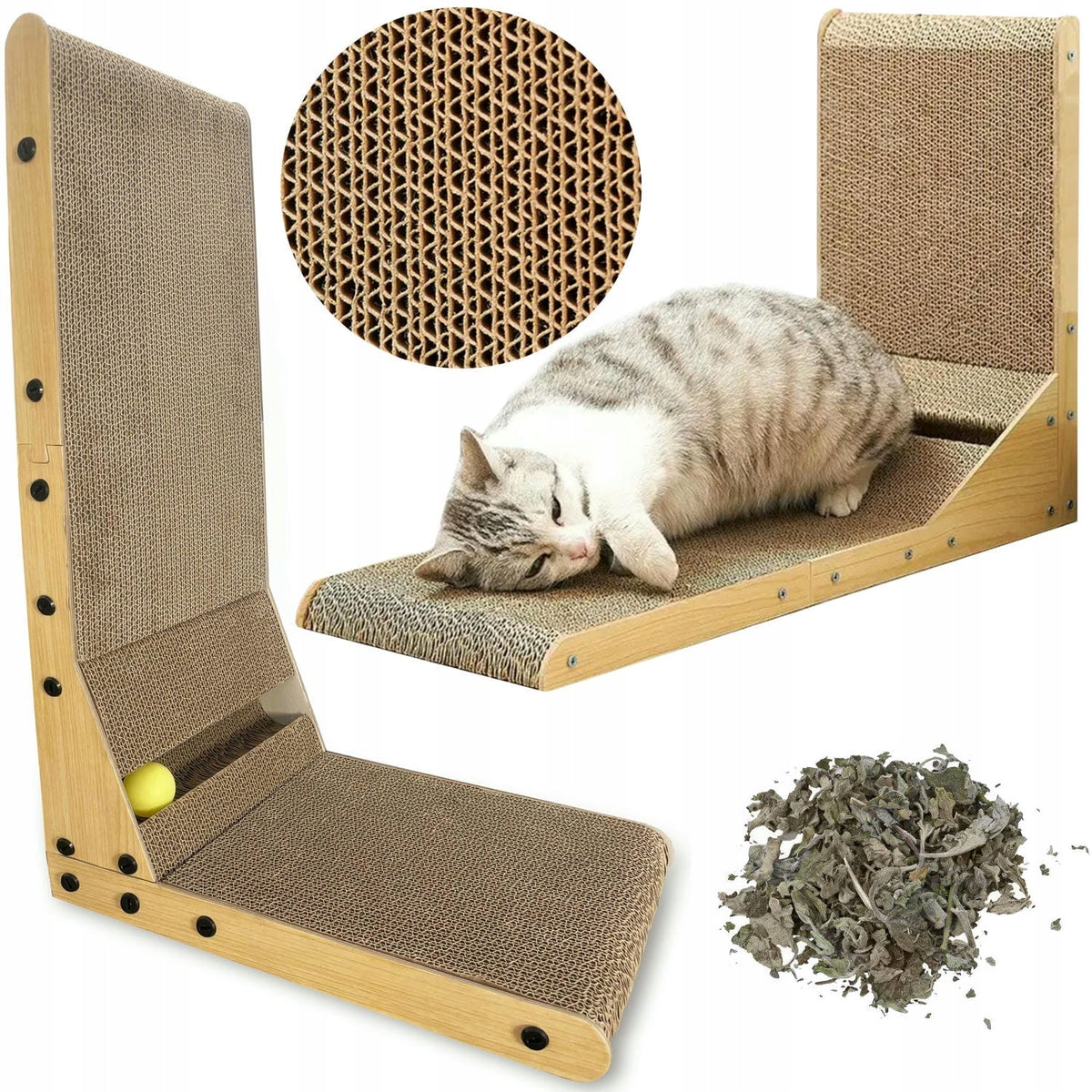 Cat Scratcher Corner with Ball 60 cm 2in1 + CATNIP
