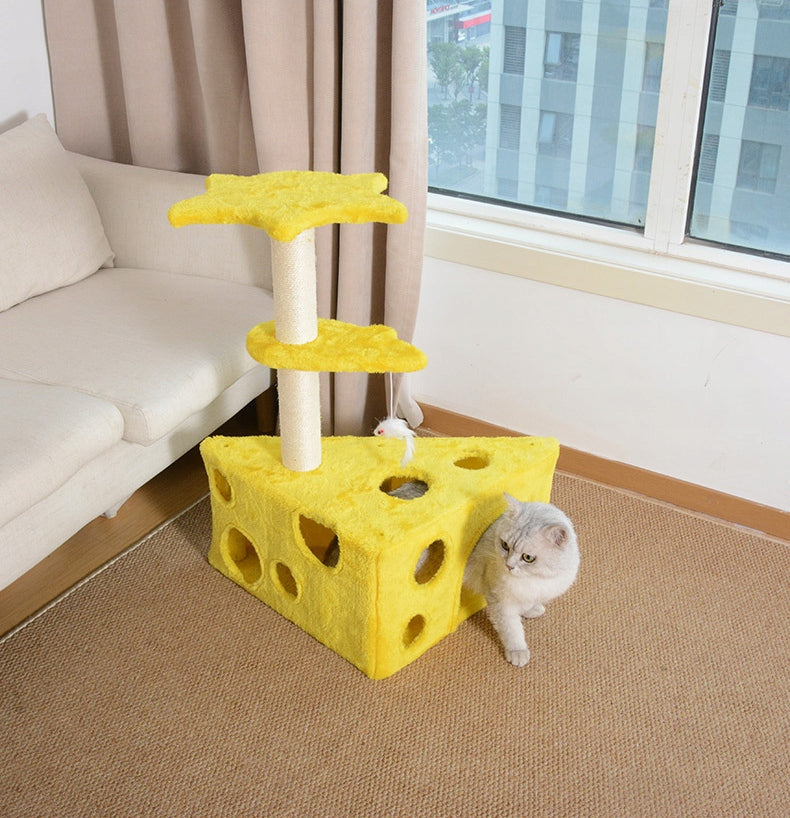 Cat Scratcher Tree Tower Cheese Shape Scratching Post Cottage 3 Level 73cm Manufacturer code MH53