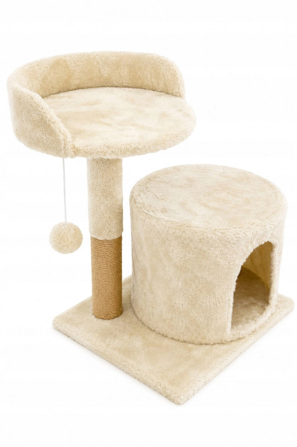 Cat Scratcher with Bed and House Puffi–Tower, Booth and Sisal Post Color beige