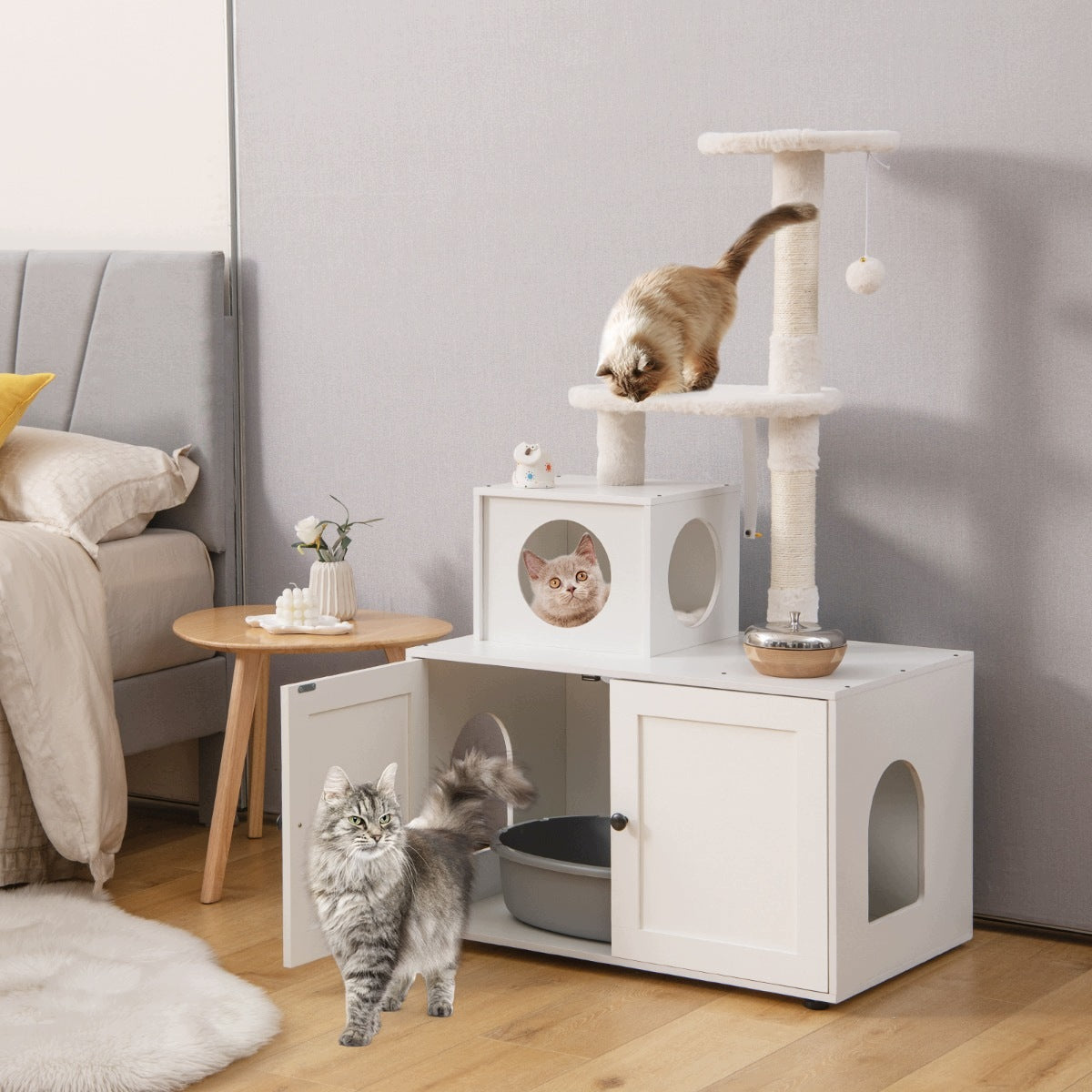 Cat Scratcher with Litter Box Cabinet Cat Bed Manufacturer code PV10055WH