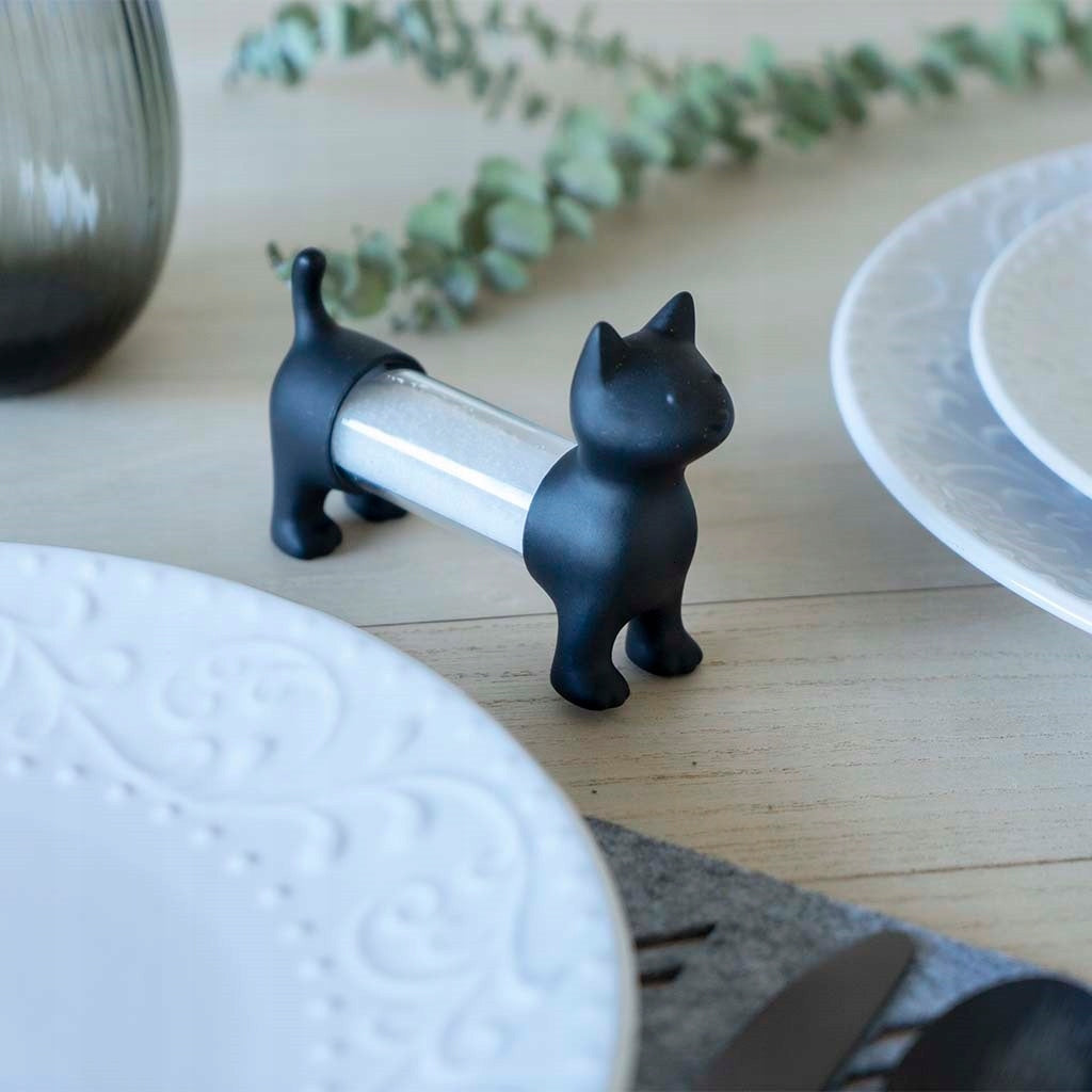 Cat Toothpick Container and Salt and Pepper shaker - 3in1 black Balvi Brand Balvi