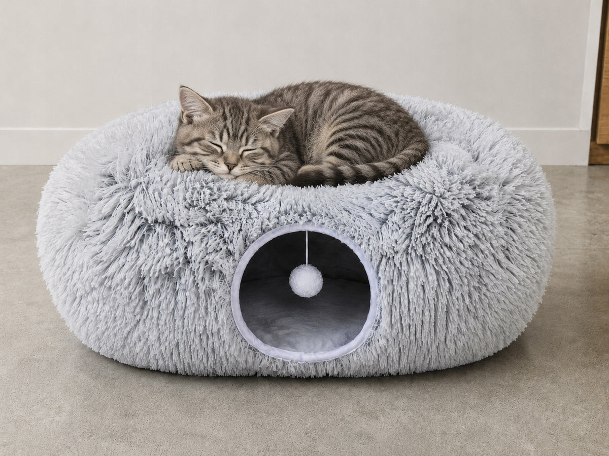 Cat Tunnel Bed – Donut Pillow Grey Booth 80 x 80 x 30 (I058) Brand K&M