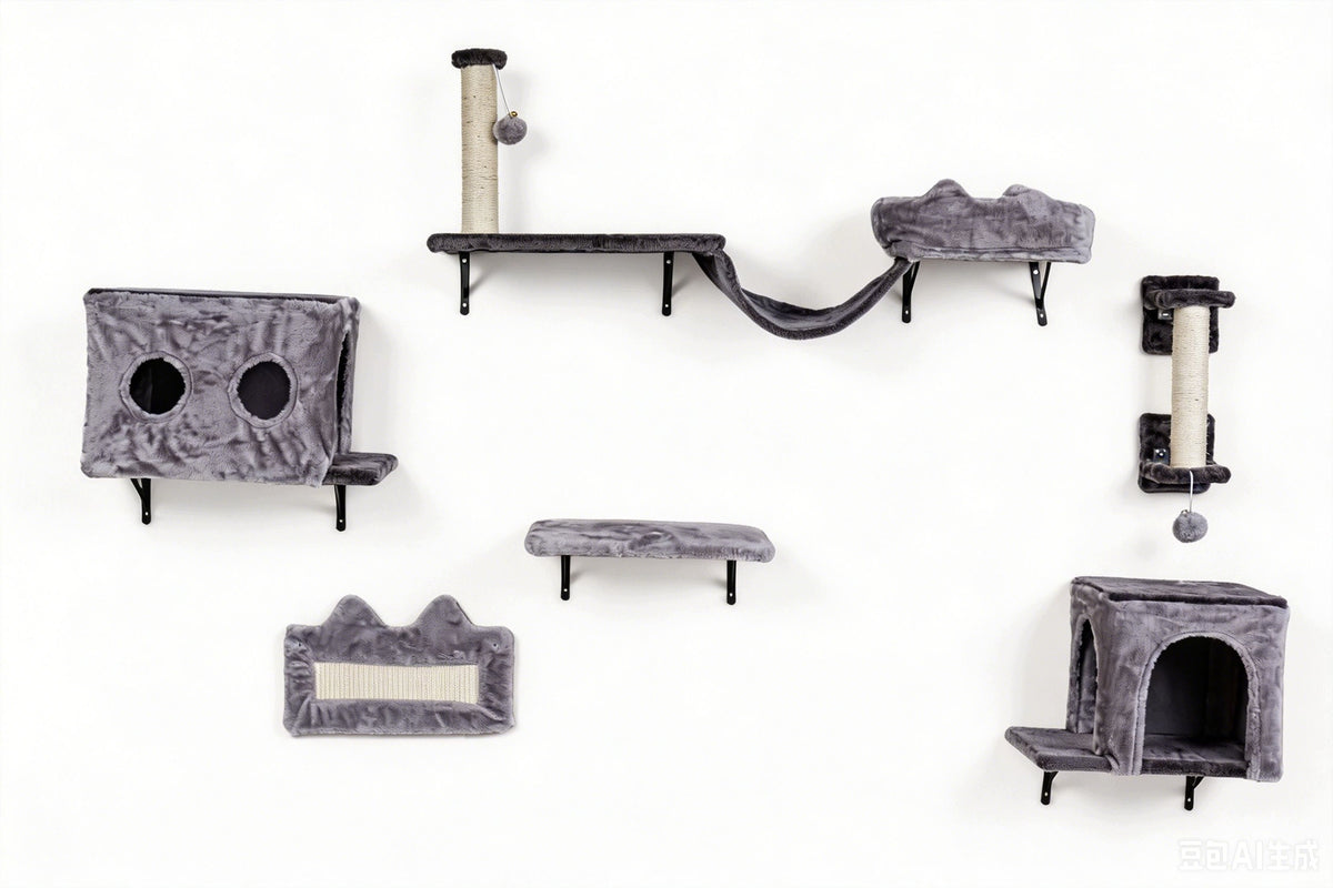 Cat Wall Scratcher Grey Cat Highway Shelving Set