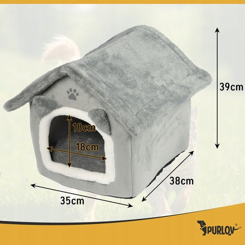 Cat bed house plush grey Purlov 25706 Length 38 cm